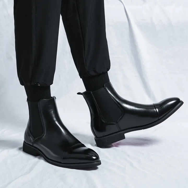 Chelsea%20Boots%20for%20Men%20Red%20Sole%20Pu%20Ankle%20Business%20Round%20Toe%20Slip-On%20Mens%20Boots%20Free%20Shipping%20Size%2038-46%20Men%20Shoes%20-%20Image%204