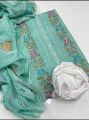 Paper cotton Fabric Tarkashi work heavy embroidered Unstitched 3 piece dress for women. 