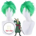 Anime Slicked-back green wig Short Layer Roronoa Zoro Comic Cosplay Wigs. 