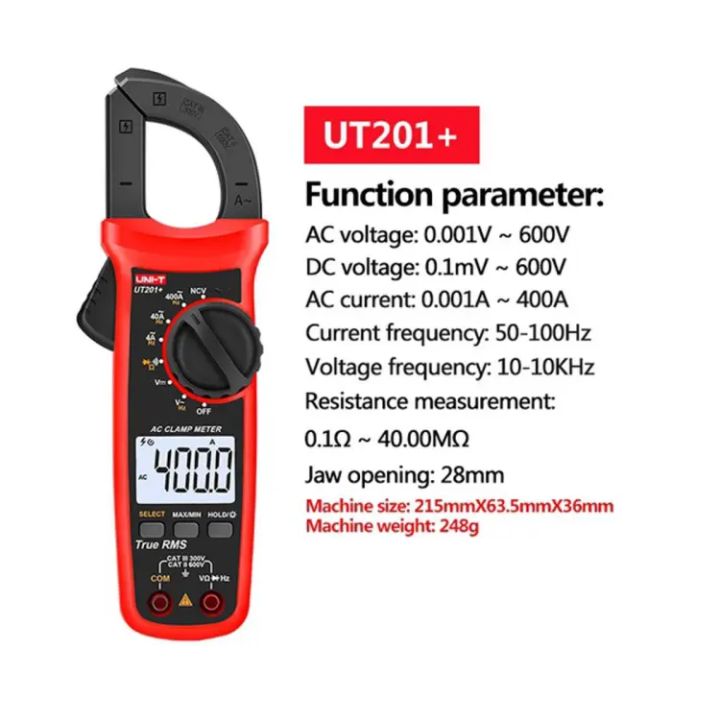 UNI-T UT 201+ AC  Clamp Meter True RMS Meter