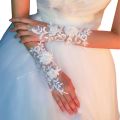 Bridal Gloves Wedding Fingerless Lace Embroidery Pearls Finger Photo Decoration Flower Hand Gloves.