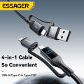 Essager 4 In 1 Digital Display USB Cable Type C 100W PD Fast Charging Wire For iPhone Macbook iPad Type C Lighting Cable.