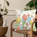45x45cm Happy Easter Cushion Cover Cute Flower Eggs Pillow Cover Easter Egg Pillowcase Home Decorative Throw Pillow Case. 