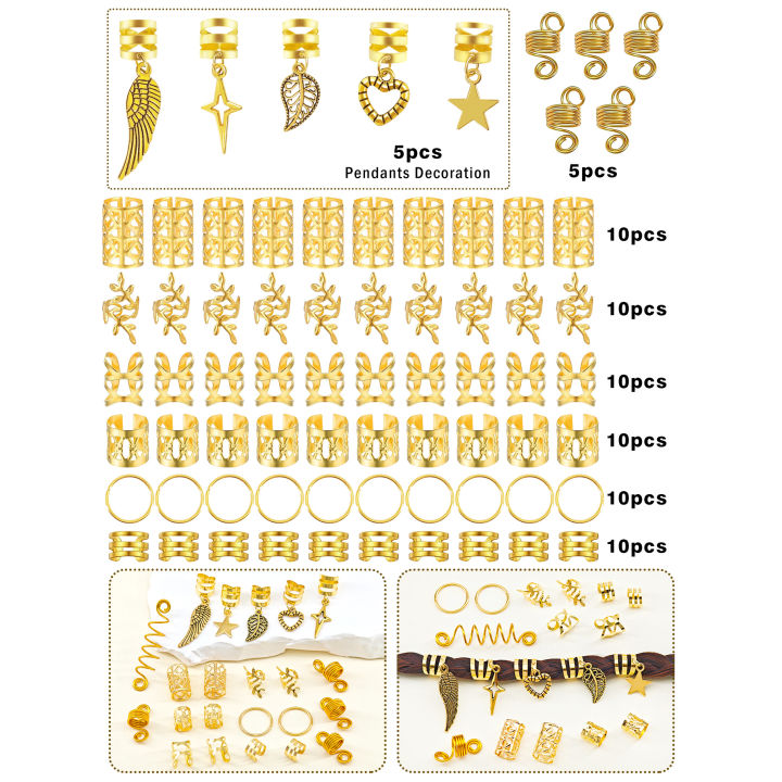 70Pcs%20Alloy%20Mixed%20Style%20Hair%20Ring%20Set%20Of%20Hair%20Accessories%20DIY%20Dreadlock%20Boho%20Style%20For%20Women%20Music%20festival%20party%EF%BC%88Valentine'Day)%20-%20Image%205