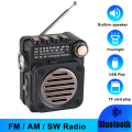Mini Pocket Radio FM AM SW Stereo Radios Receiver Bluetooth Flashlight Music Player Built-in Speaker Radio For Outdoor Cycling. 