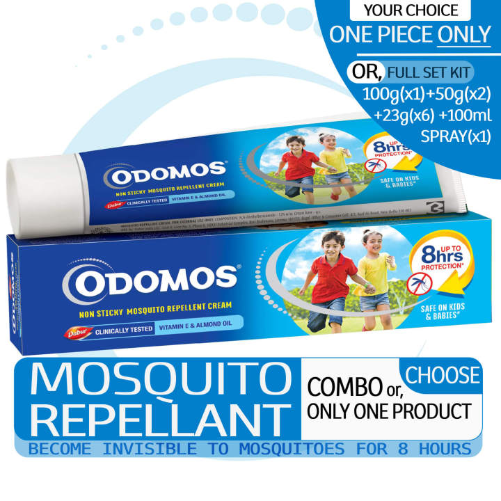 DABUR Odomos Non-Sticky Mosquito Repellent Cream With Vitamin E & Almond | Single 50gm or Combo Choice Pack