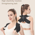 Black Durable Open Shoulder Beauty Back Traction Shoulder Strap Chest Hunchback Corrector Breathable Invisible High Elastic Belt.