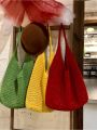 Holiday-Style Versatile Woven Mesh Women's Bag with Large Capacity - Perfect for Seaside Travel Tote Bag or Shoulder Bag. 