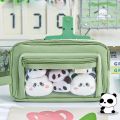 Multi Layered Pencil Case with Transparent Front Pocket Design, Large Capacity and Cute Student Supplies.