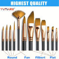 12Piece Nylon Bristle Brush Set, Nylon Flat Brushes Watercolor Brushes Oil Paint Brushes For Artists Amateur Acrylic Painting. 
