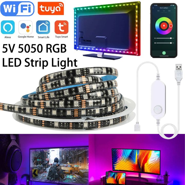 Usb Led Strip 5V 5050 Smart Led Light Tuya Wifi Smart Led TV Back Lighting RGB Room Desktop LED Lamp Tape for Alexa  Home lightify