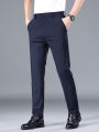 Summer Thin Stretch Trousers Men Elastic Waist Korean Classic Black Gray Blue Business Casual Formal Pants Male Brand. 