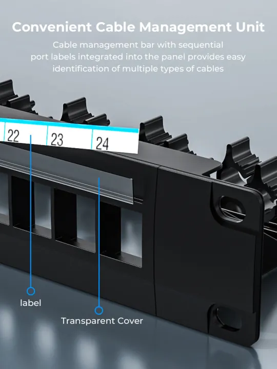 ZOERAX%2024%20Port%20Blank%20Patch%20Panel%20UTP/STP%20with%20Adjustable%20Rear%20Cable%20Management%20Bar%20for%20RJ45%20CAT5e,%20CAT6,%20CAT6A,%20USB,%20HDMI%20-%20Image%202