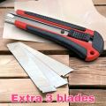 18mm High quality utility paper cutter knife with 3 extra sharp blades. 