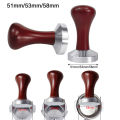 51mm 53mm 58mm Espresso Tamper Coffee Barista Flat Base Coffee Tampers With Wood Handle. 