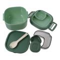 Plastic Student Lunch Box Large Capacity with Cutlery Sauce Box Microwavable Insulated Lunch Box. 