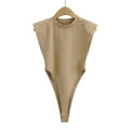tops women Summer one-pieces bodycon bodysuit padded shoulder bodysuit black sleeveless body suits for women white. 