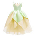 2024 Fancy Princess and Frog Story Cosplay Kid Princess Ball Gown off Shoulder Tiana Deluxe Royal Frock Girls Prom Party Costume. 