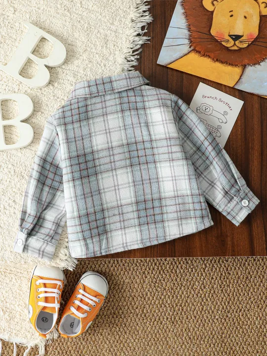Baby's%20Boys%20Long%20Sleeve%20Blouse%20Coat%20Jacket%20Outwear%202025%20Spring%20Autumn%20Plaid%20Shirts%20With%20Pocket%20Children's%20Clothes%20For%201-3Y%20-%20Image%202