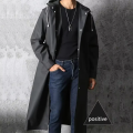 Black Fashion  Waterproof Long Raincoat Women Men Rain Coat Hooded For Outdoor Hiking Travel Fishing Climbing Thickened. 
