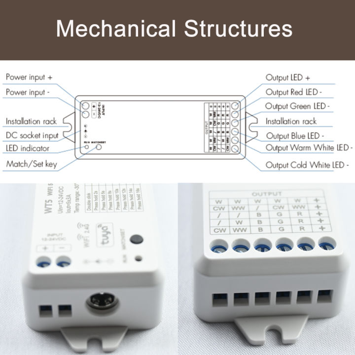 TUYA%20WiFi%205%20In%201%20LED%20Controller%20KIT%20RF%202.4G%20Glass%20Wall%20Mounted%20Touch%20Panel%20RGBCCT%20LED%20Smart%20Dimming%20Control%20DC%2012V%2024V%20Dimmer%20-%20Image%203
