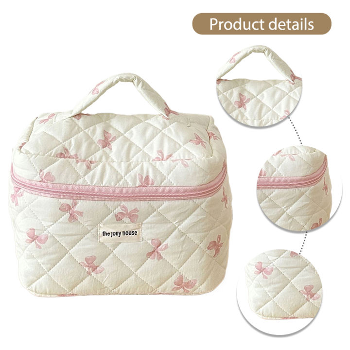 Makeup%20Bag%20Women%20Cotton%20Quilted%20Floral%20Cosmetic%20Bag%20Cosmetic%20Organizer%20Bow%20Flower%20Cloth%20Handbag%20Portable%20Travel%20Toiletry%20Bag%20-%20Image%203