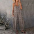 Summer New Women's Printed Casual Sleeveless Loose Wide Leg jumpsuit. 