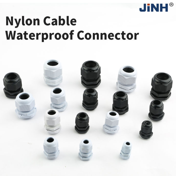 JINH IP68 10Pcs PG Series Waterproof Cable Gland Cable Entry White Nylon Plastic Connector PG7/9/11/13.5/16 PG19/21/24/25