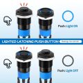 12/16/19MM Momentary Push Button Switch 12V-24V Ring LED 1NO 1NC Waterproof (ON)-Off Black Metal Shell Button Self Reset. 