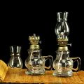 1/2 Pcs Retro Windproof Glass Lamp Mini Kerosene Oil Lamps with Handle for Indoor Use Emergency Lighting  Wedding Decor. 