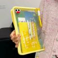 Macaron Transparent A4 File Bag Large-capacity Textbook Storage Zipper Student Hand-held Thickened Waterproof Storage Bag. 