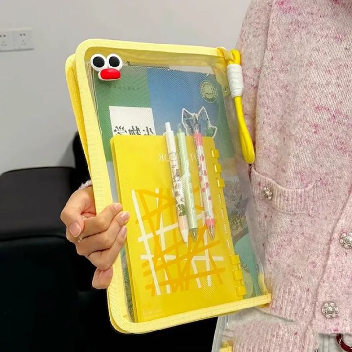 Macaron%20Transparent%20A4%20File%20Bag%20Large-capacity%20Textbook%20Storage%20Zipper%20Student%20Hand-held%20Thickened%20Waterproof%20Storage%20Bag%20-%20Image%203