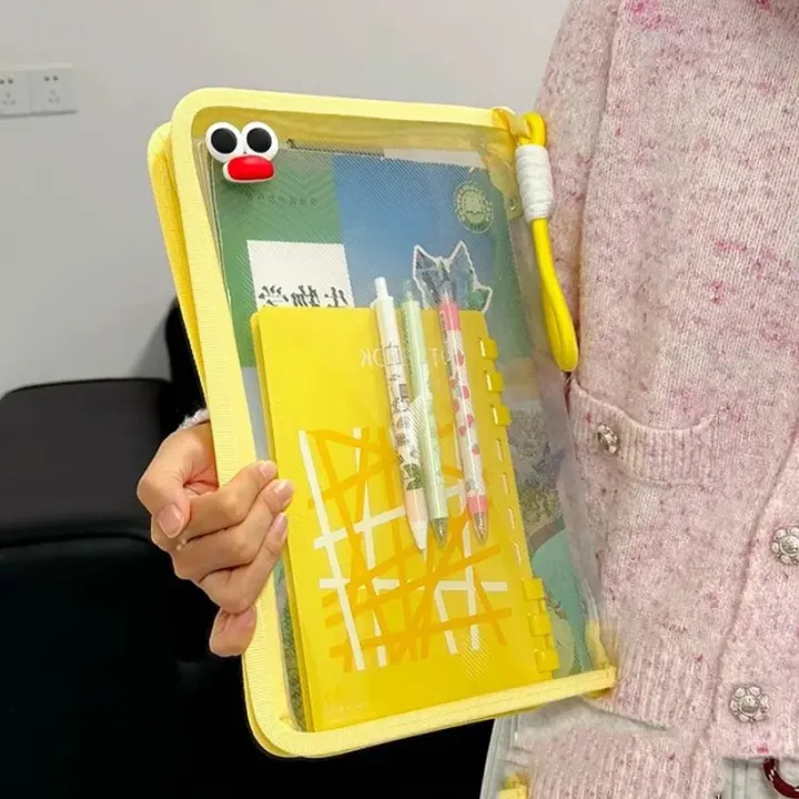 Macaron%20Transparent%20A4%20File%20Bag%20Large-capacity%20Textbook%20Storage%20Zipper%20Student%20Hand-held%20Thickened%20Waterproof%20Storage%20Bag%20-%20Image%203