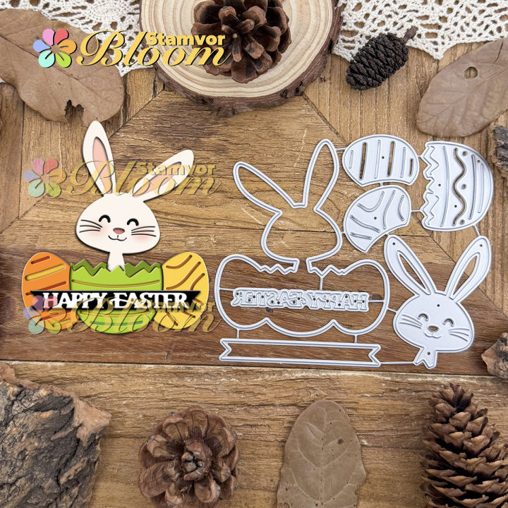 Original Lovely Layers Easter Bunny With Eggs Title Metal Cutting Dies Scrapbooking Decorative Embossing