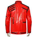 Man Red Jacket Cosplay Costume With Zippers Black Trimm Men's Classic For Michael Jackson Shows Wear Cosplay Clothes. 