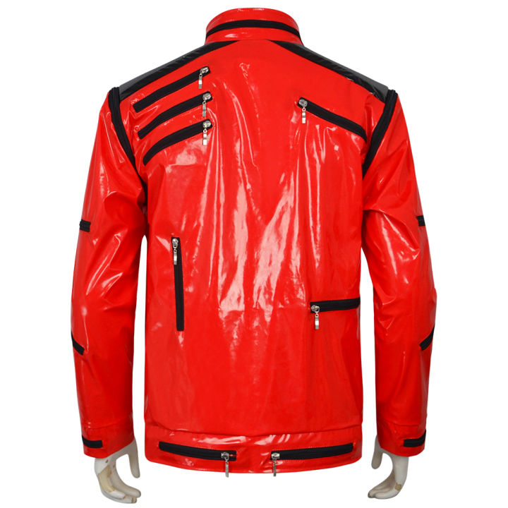 Man%20Red%20Jacket%20Cosplay%20Costume%20With%20Zippers%20Black%20Trimm%20Men's%20Classic%20For%20Michael%20Jackson%20Shows%20Wear%20Cosplay%20Clothes%20-%20Image%203