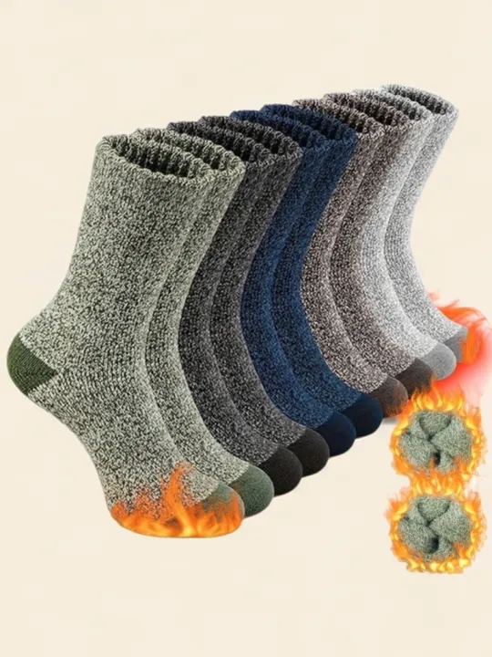 5 Pairs Merino Wool Socks For Men Super Thick Hiking Socks Thermal ...