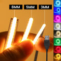 DC 5V USB COB Strip 3MM 5MM 8MM White/Pink/Red/White/Yellow/Ice Blue/Green Flexible Ribbon Rope Home Decor TV Backlight.