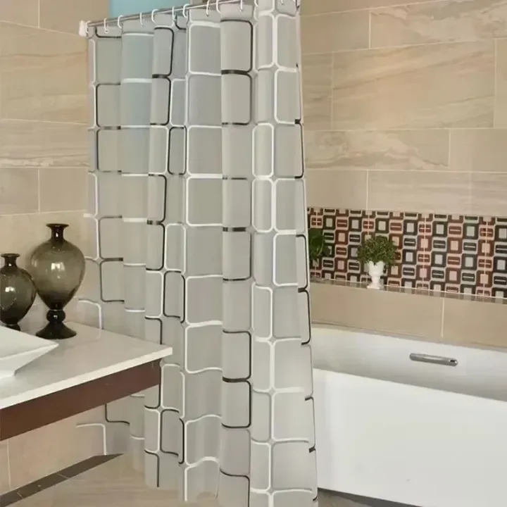 1PCS%20Bathroom%20Shower%20Curtains%20Waterproof%20Modern%20Geometric%20Plaid%20Pattern%20Household%20Decoration%20Translucent%20Good%20Quality%20-%20Image%204