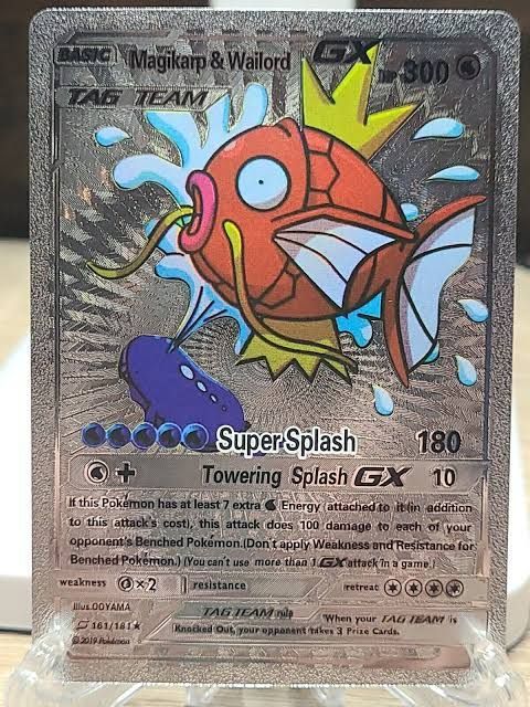 🐟Pokemon Card:🐟 Magikarp & Wailord GX Silver Foil Fan Art 161/181 M/NM