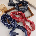 Retro Classic Red Cashew Pattern Diamond Silk Scarf Women's Low Ponytail Tie-Up Headband Scarf Headwrap Triangle Neck Scarf.