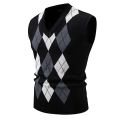 New Mens Argyle Knitwear Vest V Neck Sleeveless Casual Slim Fit Pullover Knitted Sweater Outdoor Streetwear Casual Tank Tops. 