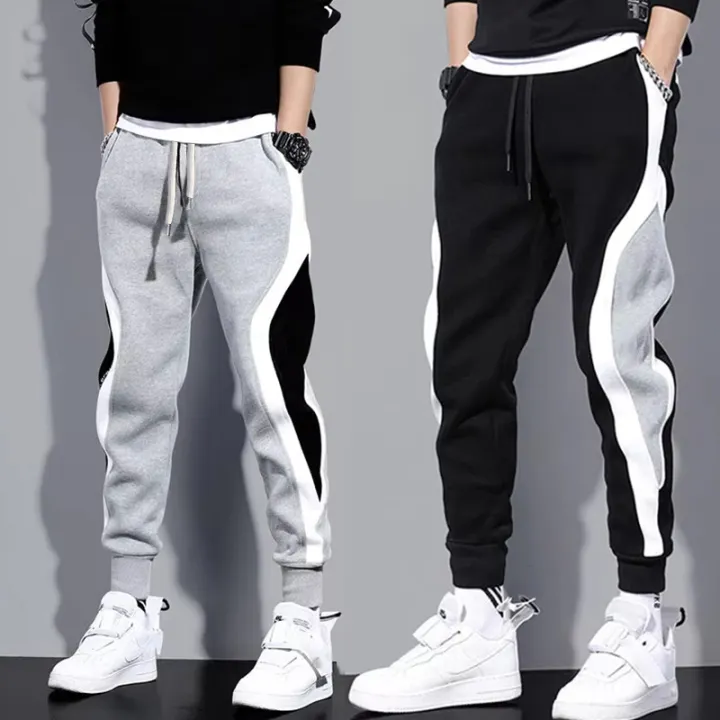 Autumn%20Men's%20Wide%20Loose%20Casual%20Pants%20Mens%20Patchwork%20Nine-point%20Sports%20%20Elastic%20Rope%20Breathable%20Tie-foot%20Trousers%20-%20Image%204