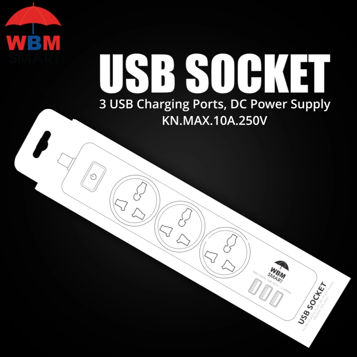 WBM Universal Extention Board, High Quality Smart 3 Power Socket With 3 USB Socket