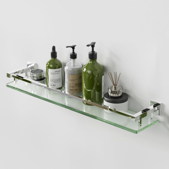 Glass Shelf for Bathroom Wall Sheves 22 inches Rectangular Stainless ...