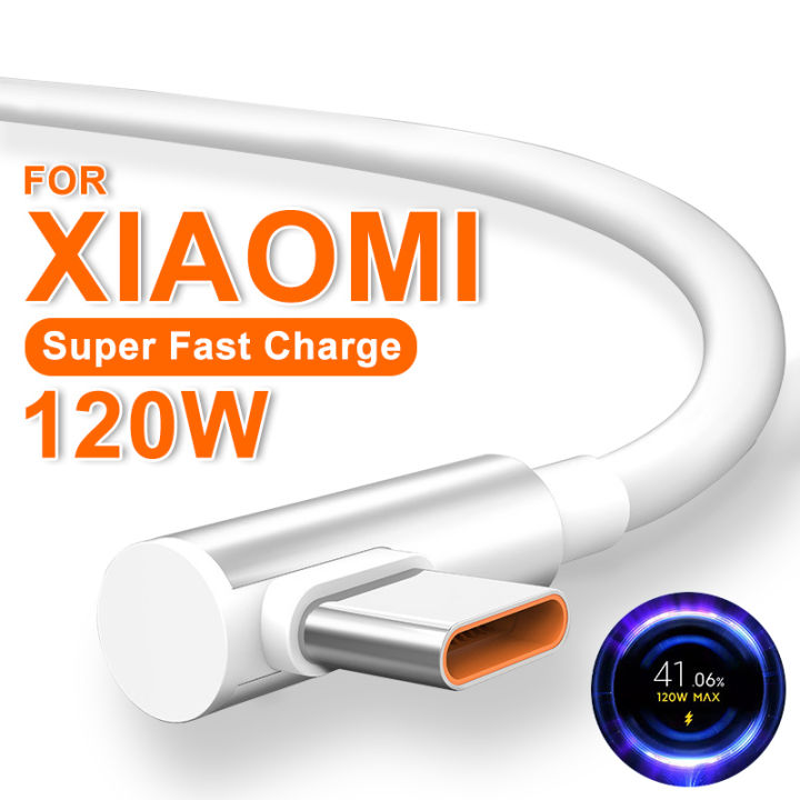 PD3.0 120W 6A USB Super Fast Charger For Xiaomi Mi 12 11 Type C Cable 90 Degree For POCO X5 Pro Redmi Note 8 9 10 11 Charging