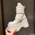 Fashionable versatile height increasing women's boots new spring autumn casual comfortable thick soled women's shoes. 
