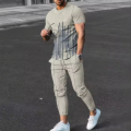 Summer Fashion Men's T-Shirt Suit Sportswear 3D Printed Sportswear Short Sleeved T-Shirt Long Pants Street Wear 2-Piece Set. 