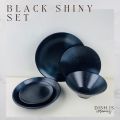 Black shiny dinnerware set, black shiny dinnerware set, Japanese dish, Japanese Bowl. 