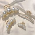 YS00168/---4pcs Large Shark Clip Hair Accessories Temperament Versatile Simple And Generous Fashionable Gentle Pearl Grab Clip. 
